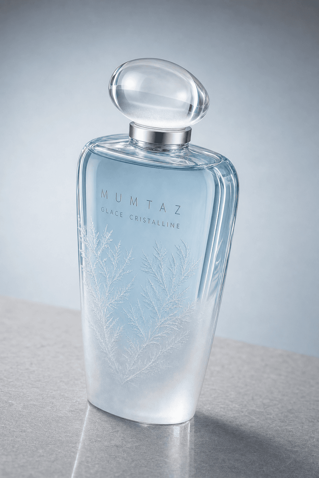 Mumtaz Glace Cristalline flacon, three-quarter angle
